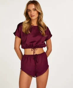 Online Crop Top Satin Vrouwen Pyjama'S
