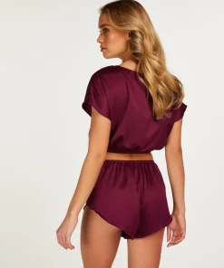 Online Crop Top Satin Vrouwen Pyjama'S
