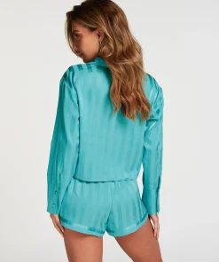 Cheap Jacket Lange Mouwen Satijn Vrouwen Pyjamatops