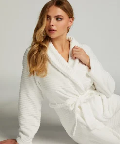 Clearance Lange Badjas Fleece Rib Vrouwen Badjassen