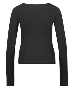 Best Sale Pyjama Top Lange Mouwen Rib Vrouwen Pyjama'S