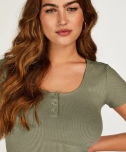 Best Pyjamatop Korte Mouwen Henley Vrouwen Pyjama'S