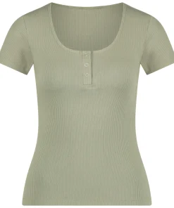 Best Pyjamatop Korte Mouwen Henley Vrouwen Pyjama'S