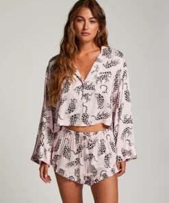 Online Pyjamatop Lange Mouwen Twill Vrouwen Pyjamatops