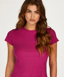 Cheap Shirt Met Korte Mouwen Rib Vrouwen Pyjama'S