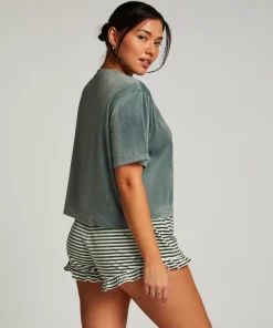 Clearance Shorts Ruffle Velours Vrouwen Pyjama'S