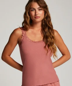 New Singlet Rib Lace Vrouwen Pyjama'S